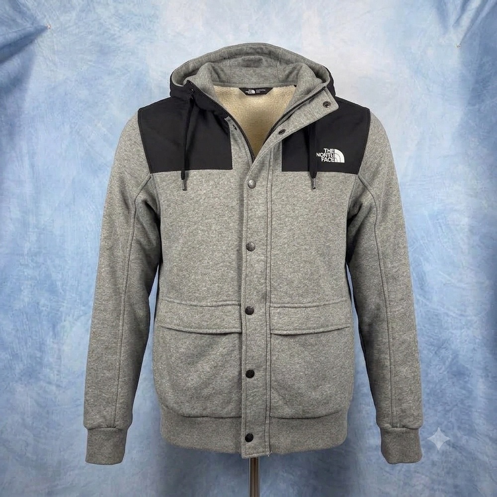 The North Face Mens Grey Black Fleece Lined Hooded Jacket Size M NF0A37FY
